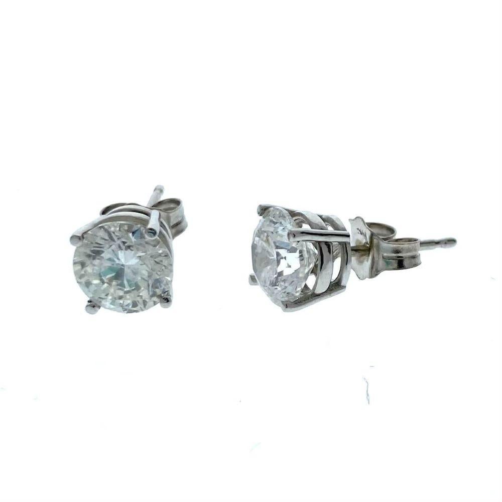 2.04 Total Carat Weight EGL Certified Round Diamond Studs In 14k White Gold In New Condition For Sale In Chicago, IL