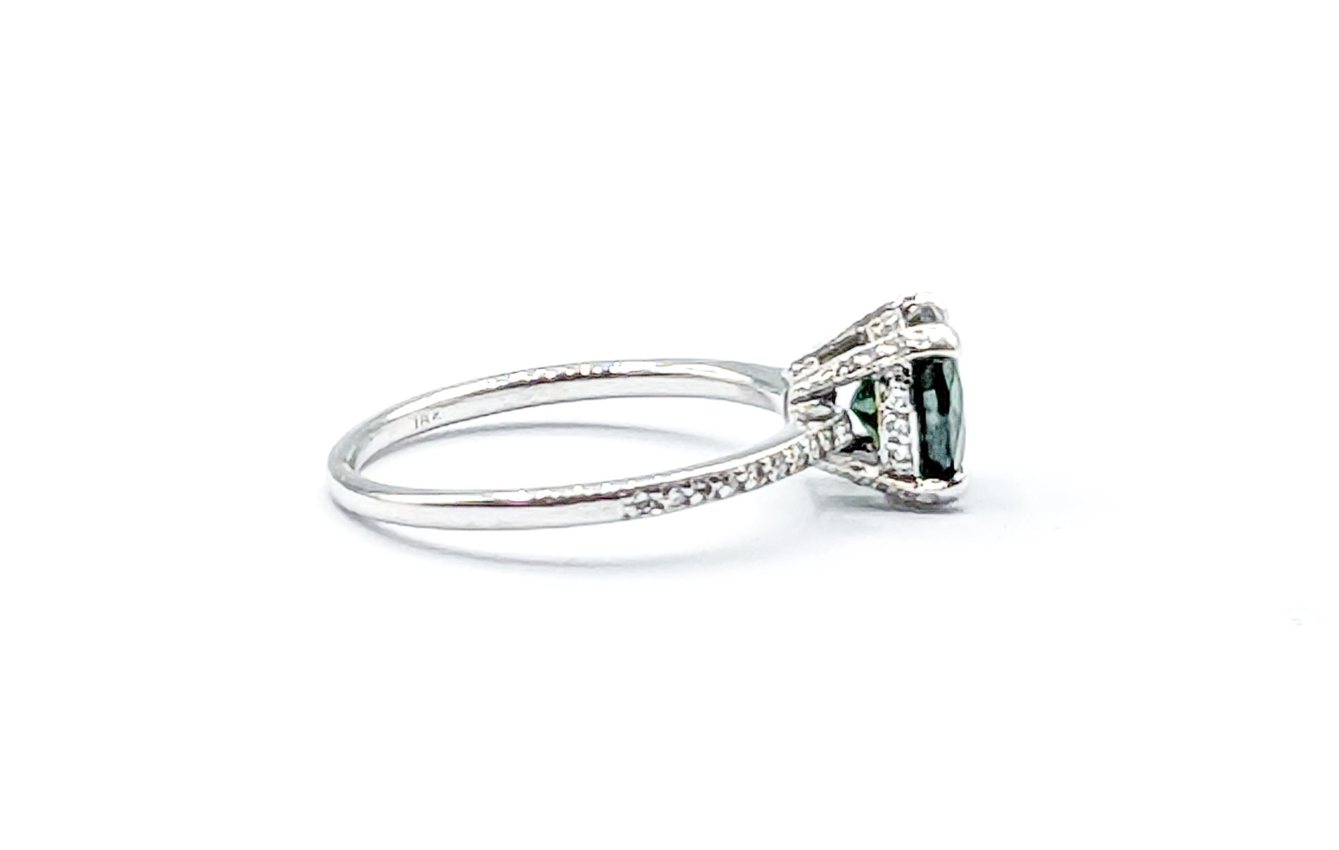 2.04 Tsavorite Garnet and Diamond Ring in 18k White Gold For Sale 1