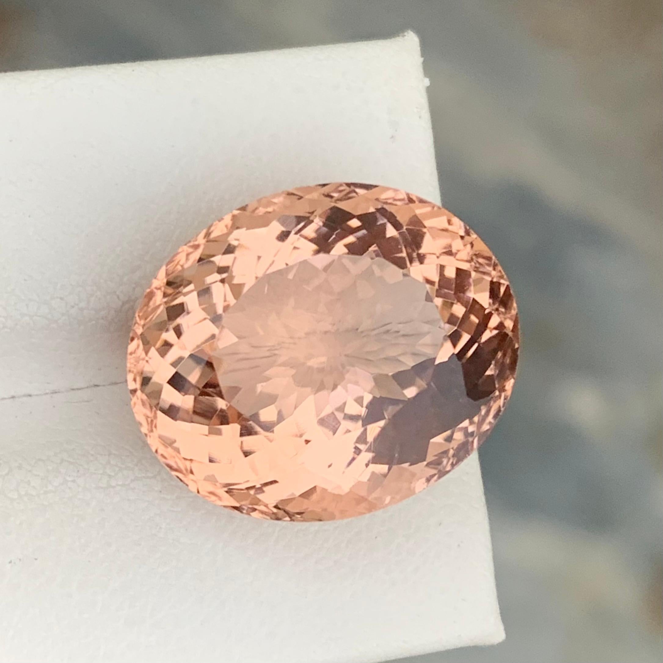 20.40 Carat Natural Peach Color Loose Morganite Oval Shape Gemstone For Sell For Sale 1