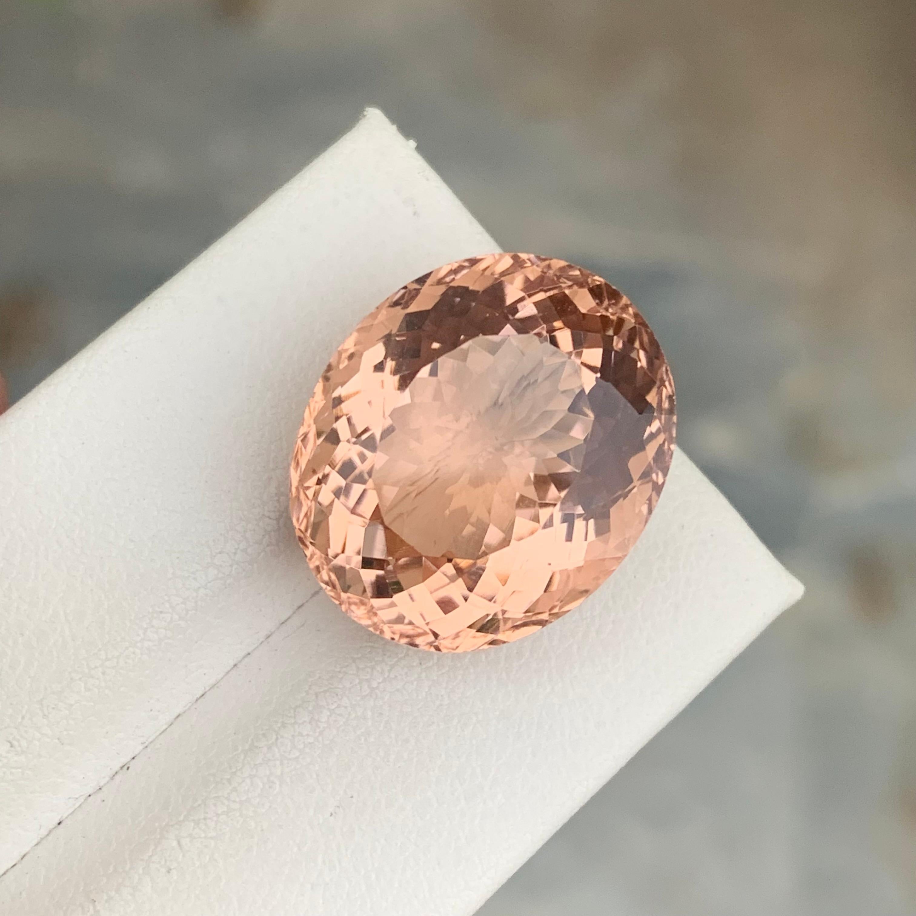 Oval Cut 20.40 Carat Natural Peach Color Loose Morganite Oval Shape Gemstone For Sell For Sale