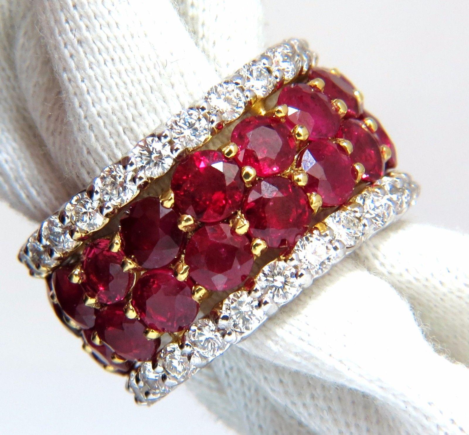 Round Cut 20.40 Carat Natural Ruby Diamonds Eternity Ring 18 Karat Natural Vivid Reds