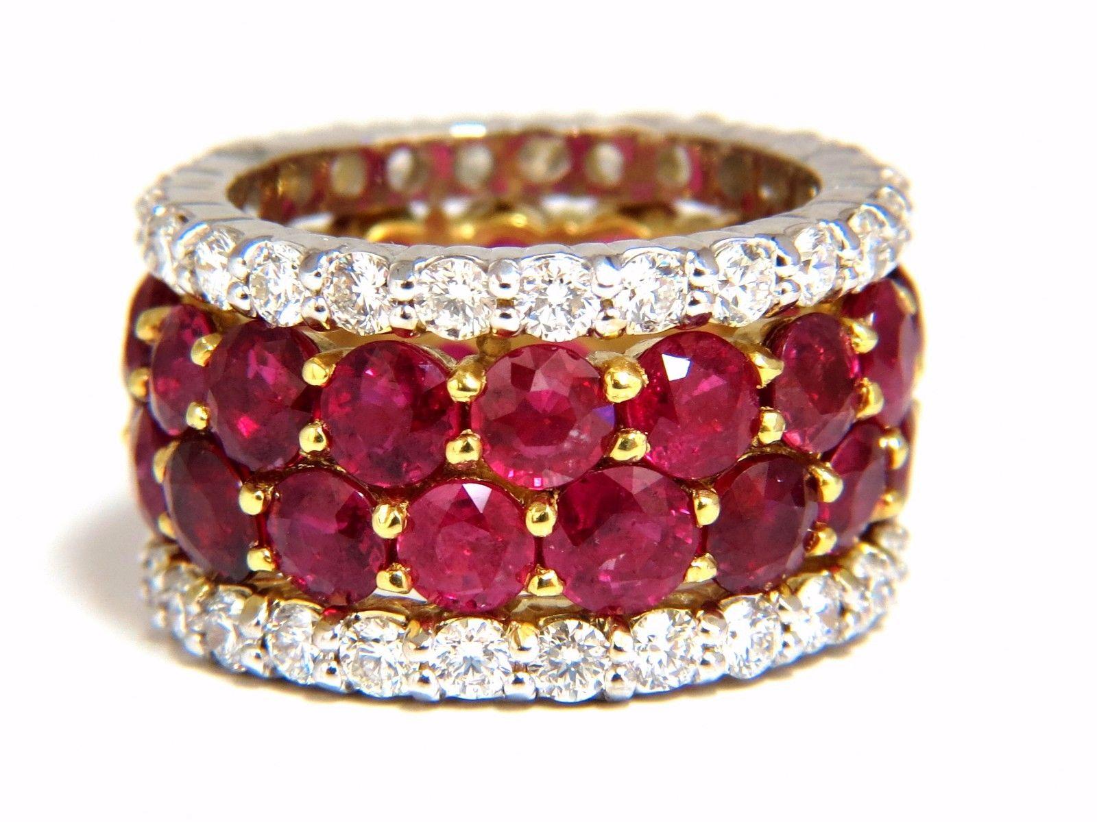 20.40 Carat Natural Ruby Diamonds Eternity Ring 18 Karat Natural Vivid Reds In New Condition In New York, NY