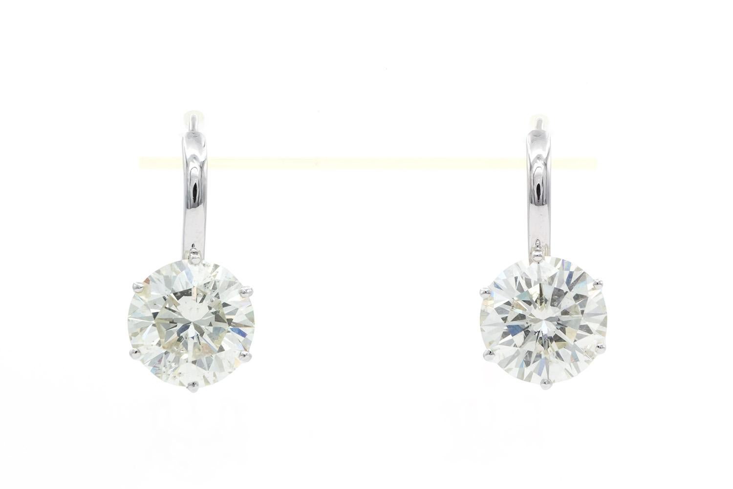 Women's 20.41ctw EGL Certified Round Diamond & Platinum French Hook Solitaire Earrings