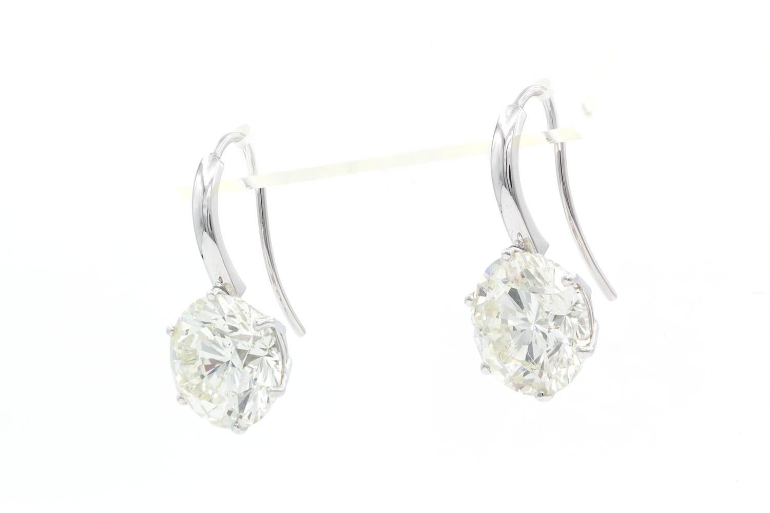 20.41ctw EGL Certified Round Diamond & Platinum French Hook Solitaire Earrings 1