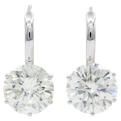 20.41ctw EGL Certified Round Diamond & Platinum French Hook Solitaire Earrings