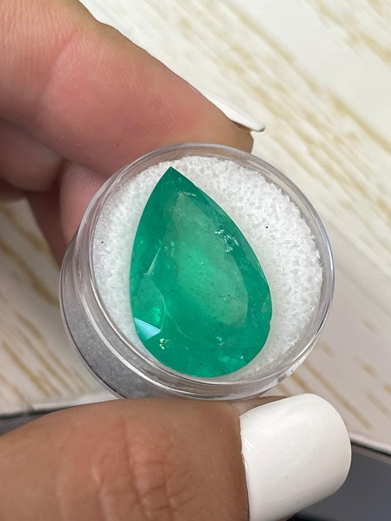 Pear Cut 20.43 Carat 24x16 Rare Huge Green Colombian Emerald - Pear-Cut May Birthstone Ge For Sale
