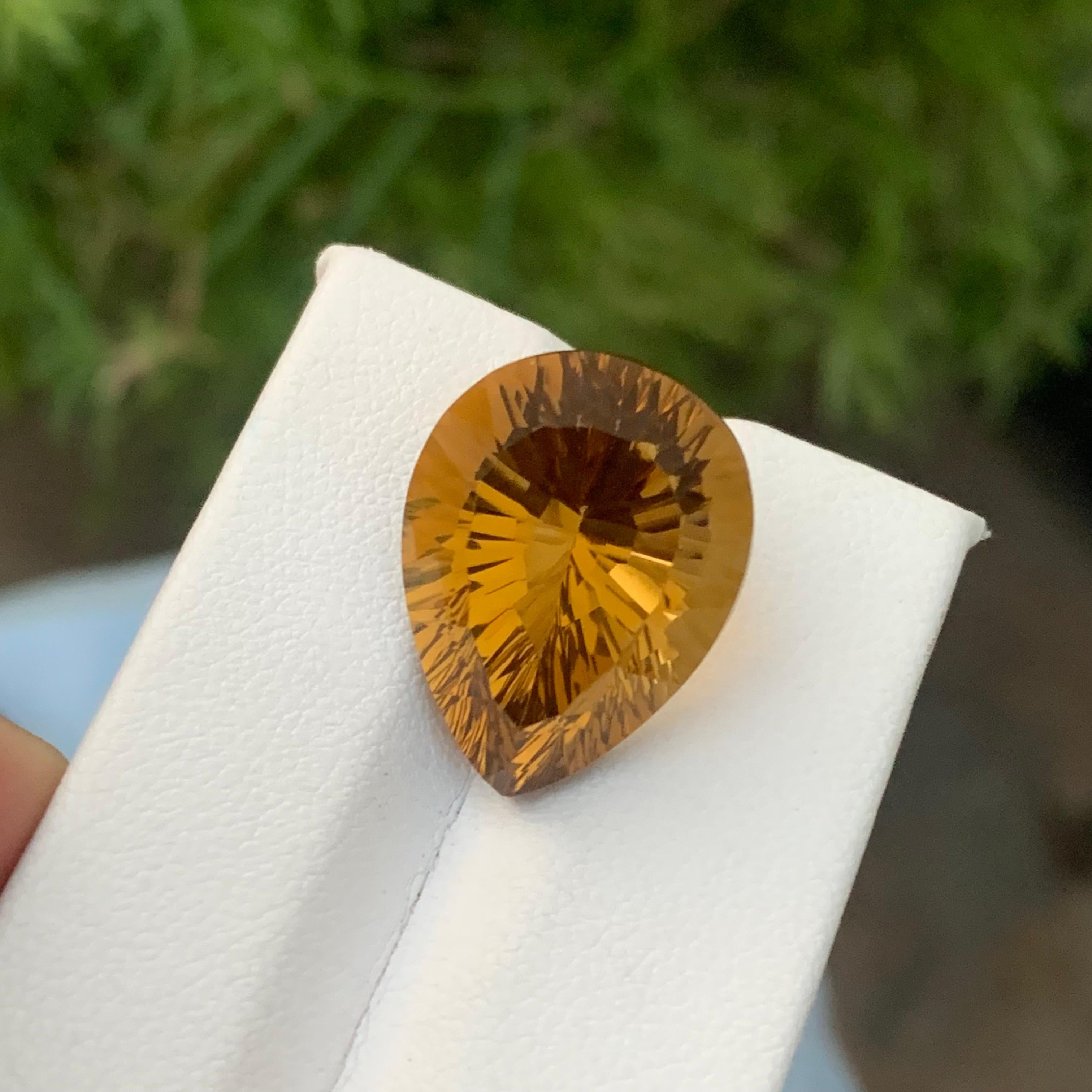 20.45 Carat Natural Loose Pear Shape Citrine Gemstone Laser Cut For Jewelry  For Sale 7