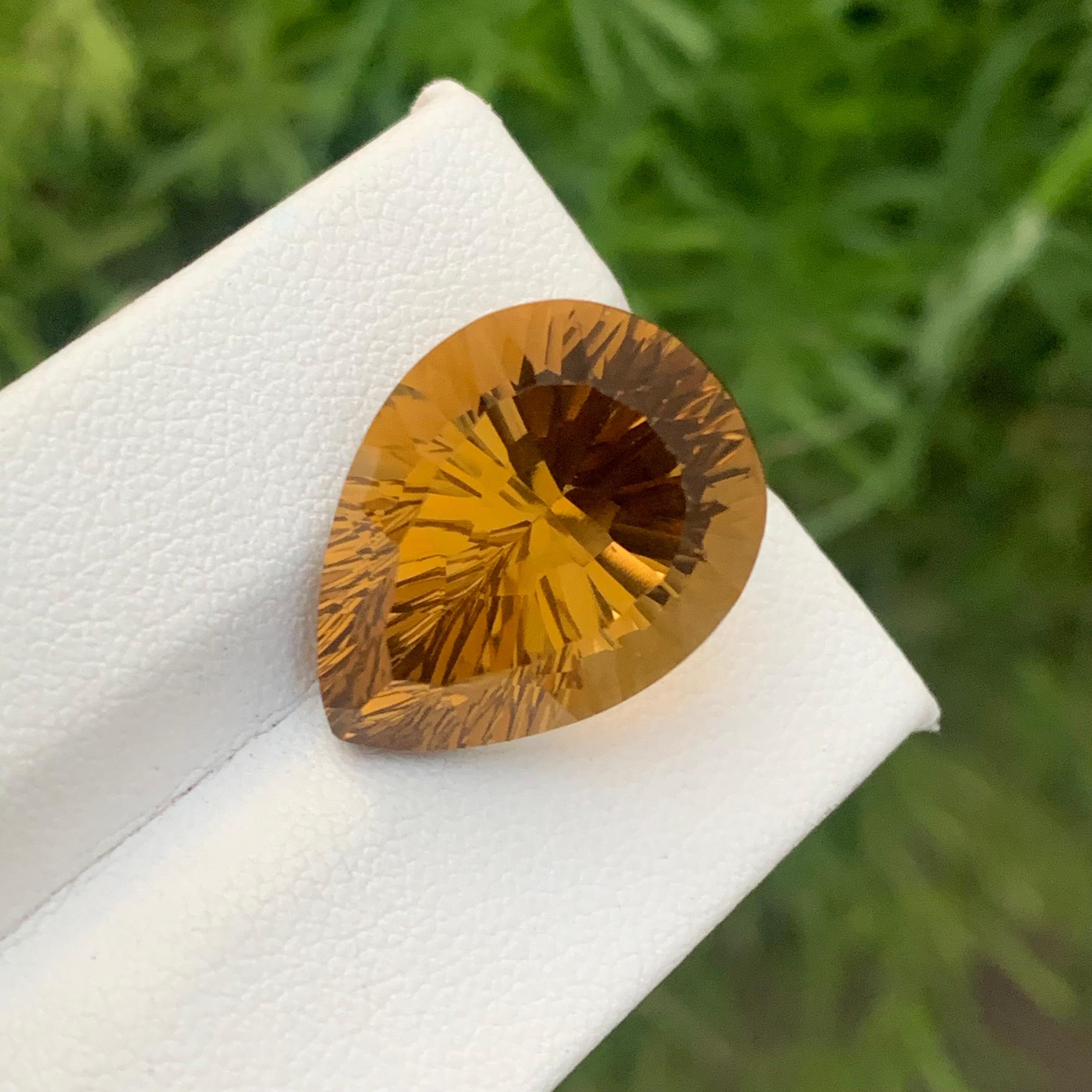 20.45 Carat Natural Loose Pear Shape Citrine Gemstone Laser Cut For Jewelry  In New Condition For Sale In Peshawar, PK
