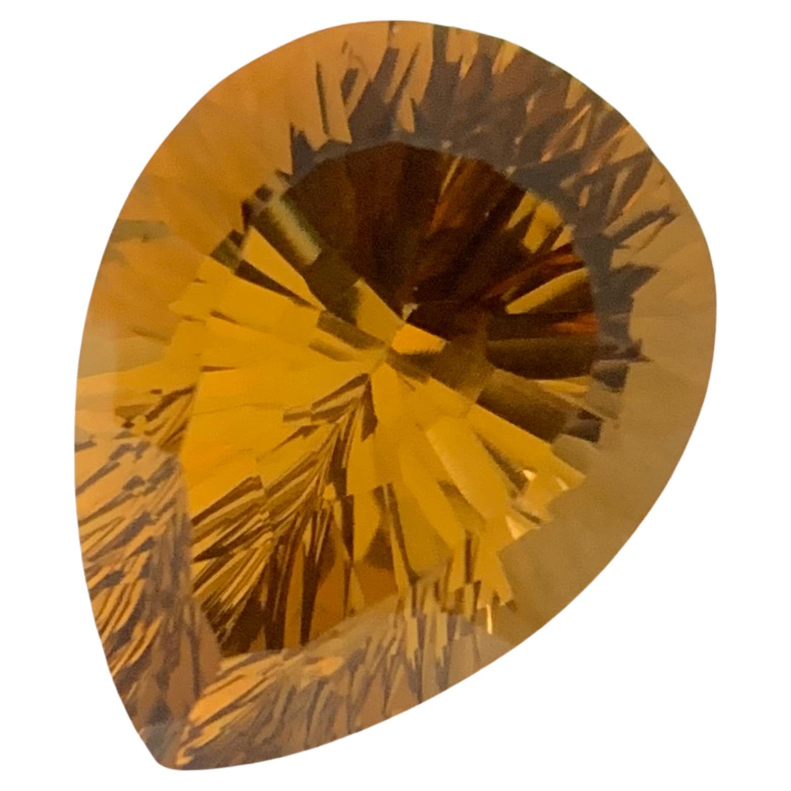 Pierre précieuse en citrine naturelle en forme de poire non sertie de 20,45 carats taillée au laser pour bijoux  en vente
