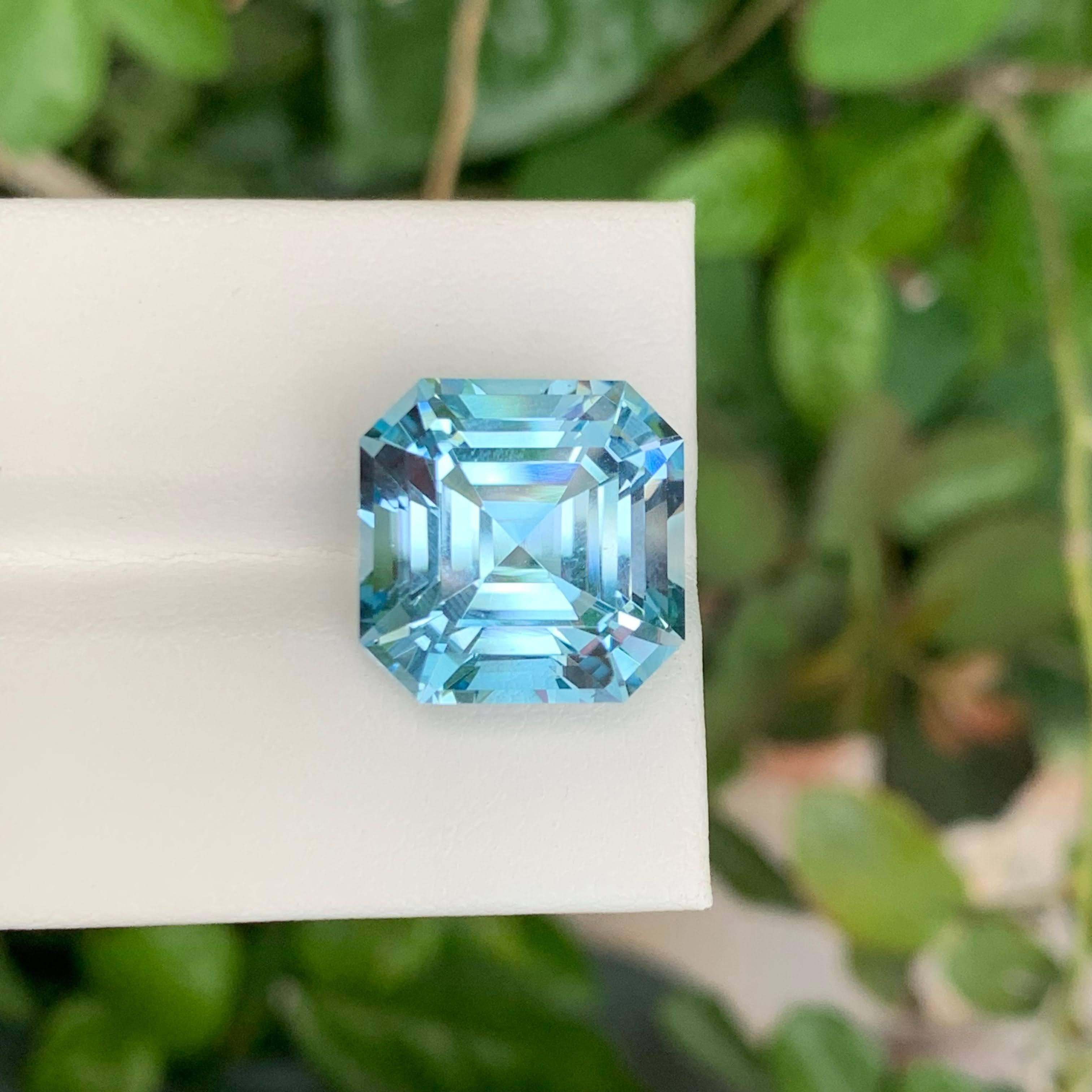 20,45 Carati di Topazio Blu Svizzero Naturale Sciolto Taglio Asscher Gemma del Madagascar in vendita 6
