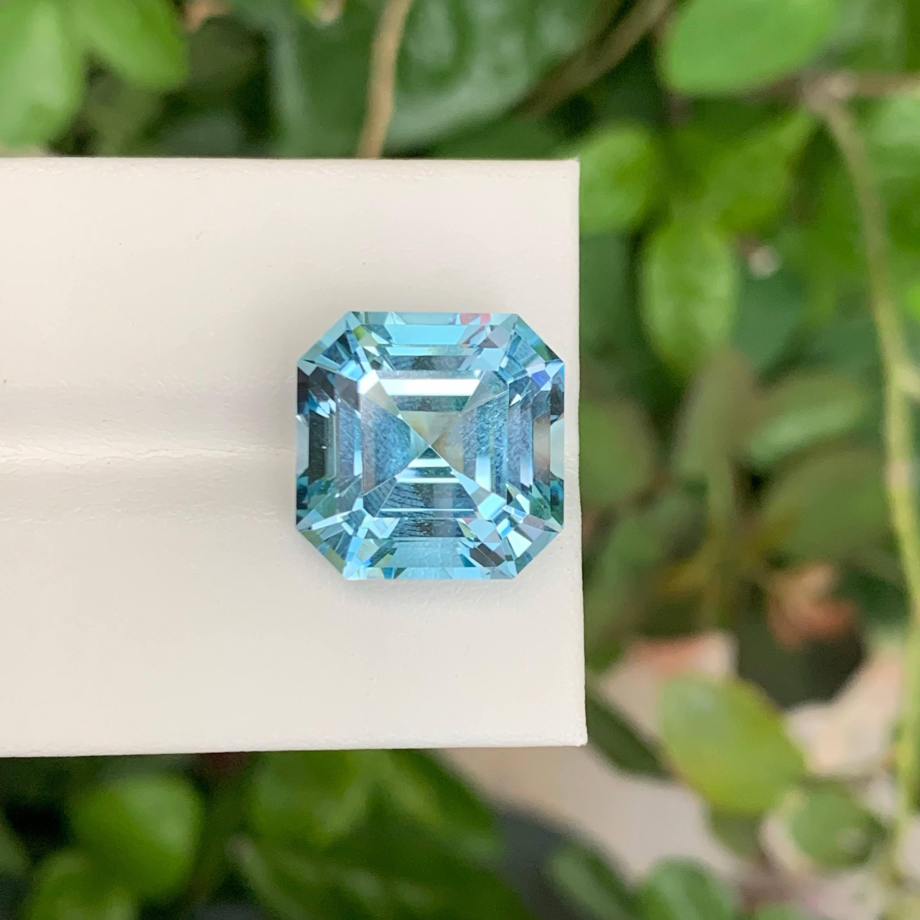 20,45 Carati di Topazio Blu Svizzero Naturale Sciolto Taglio Asscher Gemma del Madagascar in vendita 4