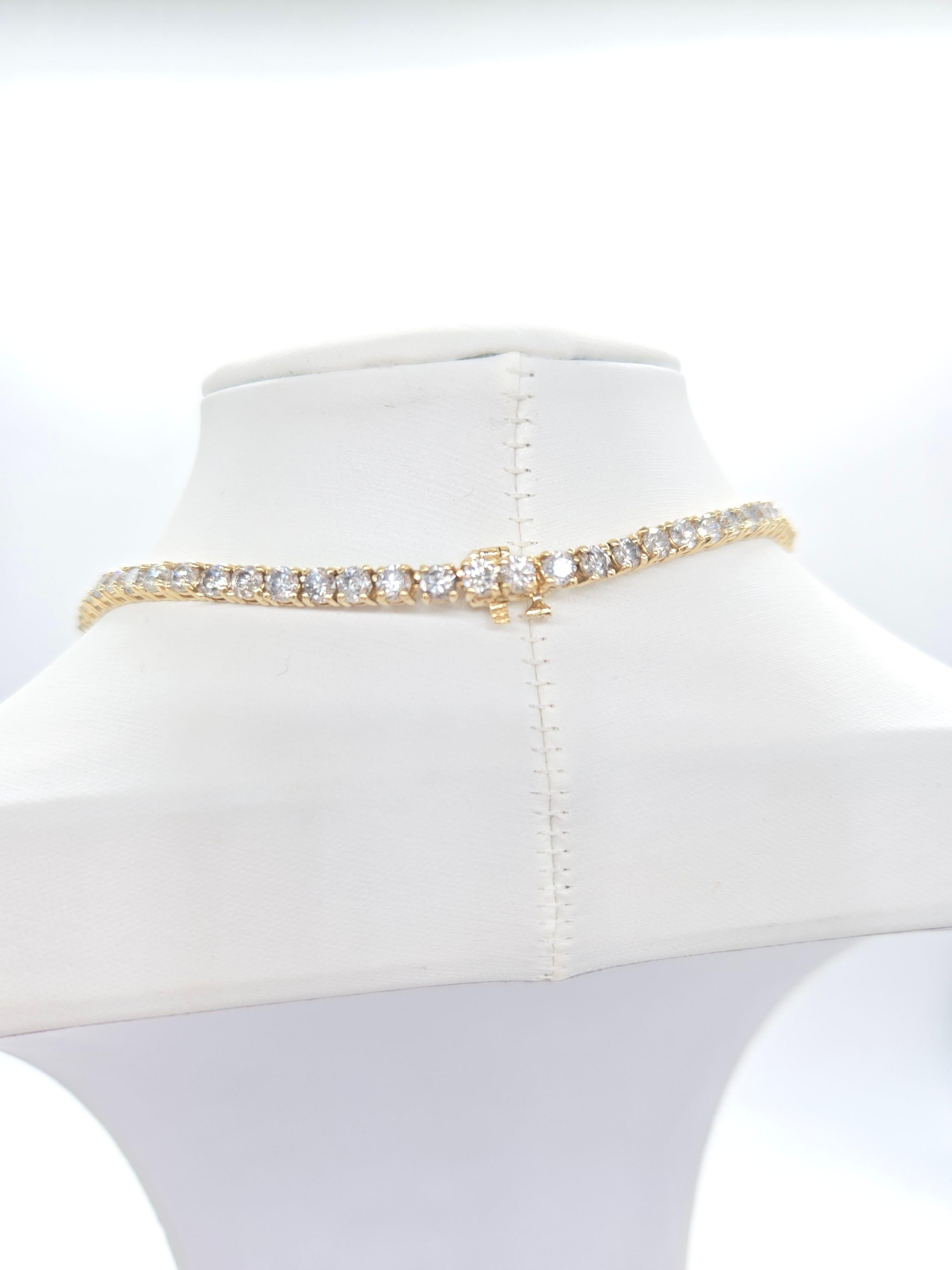20.48 Carat Natural Diamond Tennis Necklace in 14K Yellow Gold 18