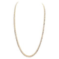 20.48 Carat Natural Diamond Tennis Necklace in 14K Yellow Gold 18"
