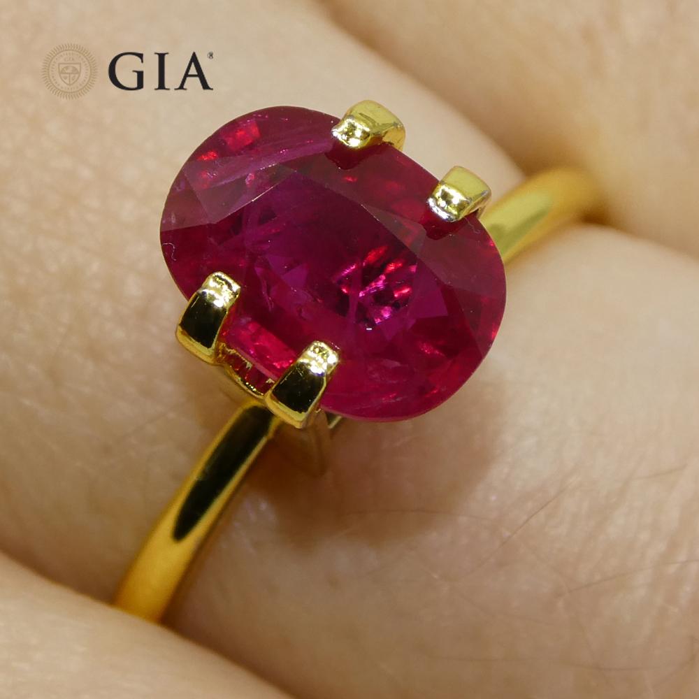 Brilliant Cut 2.04ct Cushion Vivid Red Ruby GIA Certified Mozambique   For Sale