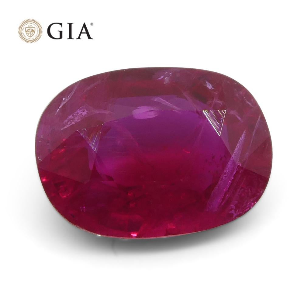 2.04ct Cushion Vivid Red Ruby GIA Certified Mozambique   For Sale 1