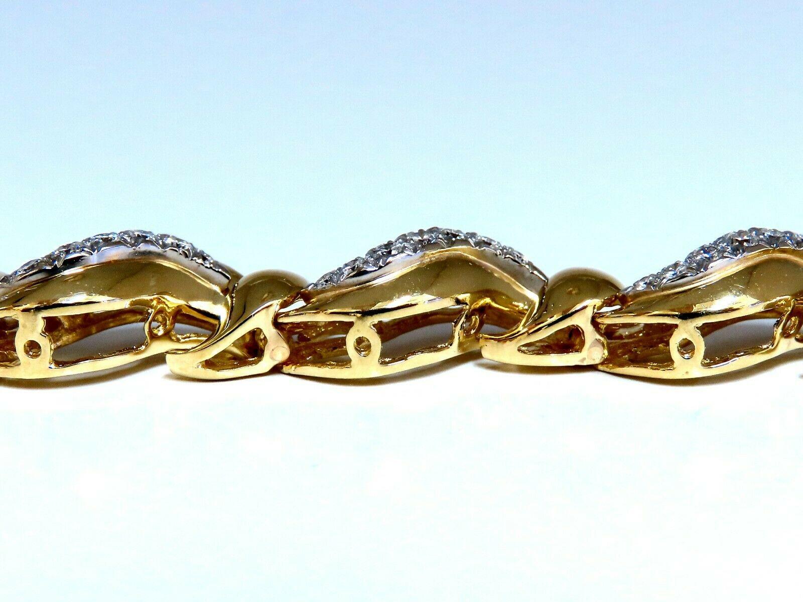 Taille ronde Bracelet à maillons en forme de S en or 18 carats avec diamants ronds naturels de 2,04 carats en vente