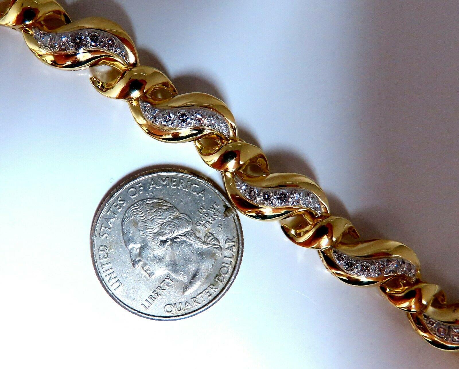 2.04 Carat Natural Round Diamonds S Link Bracelet 18 Karat In New Condition For Sale In New York, NY