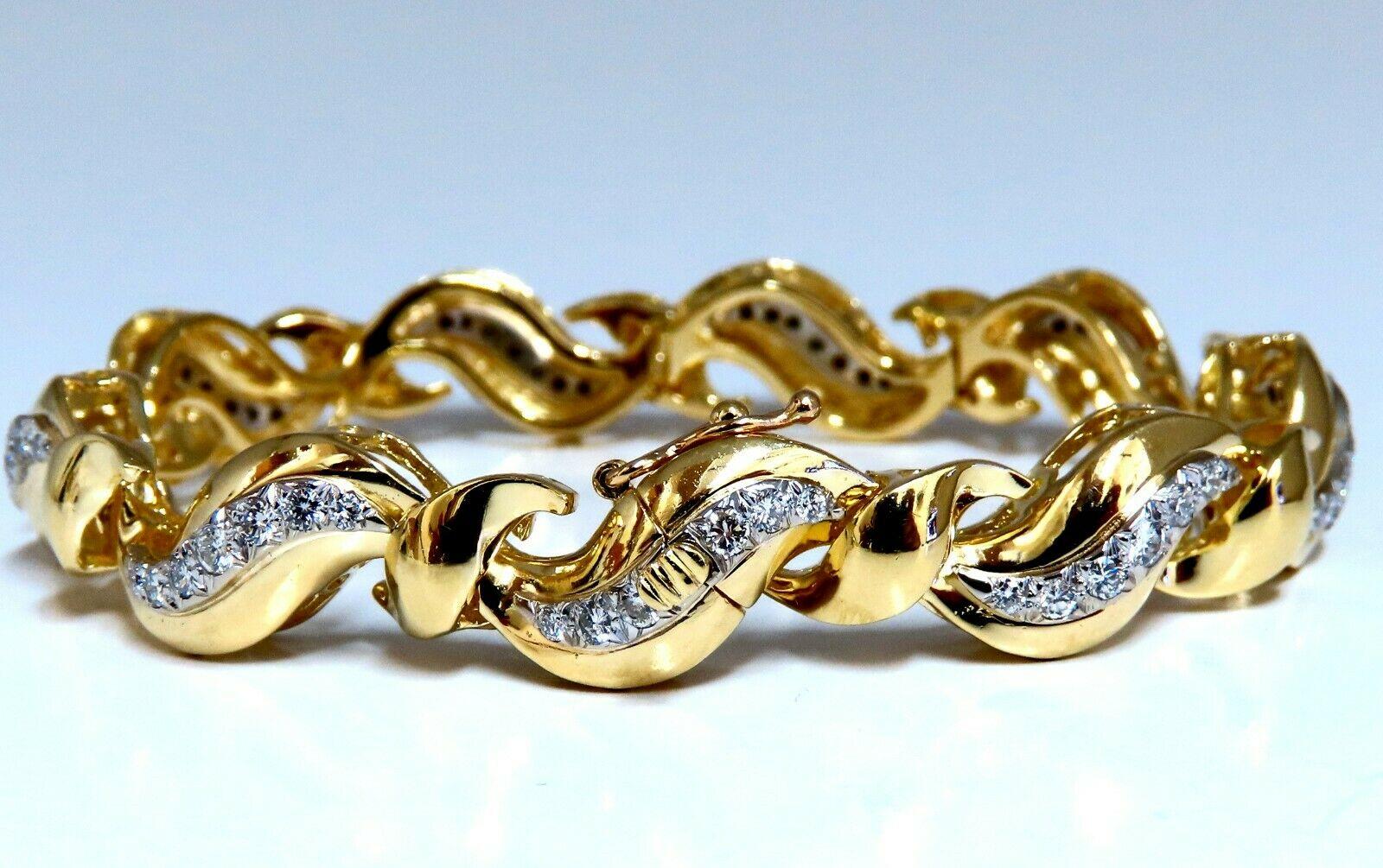 Bracelet à maillons en forme de S en or 18 carats avec diamants ronds naturels de 2,04 carats en vente 1