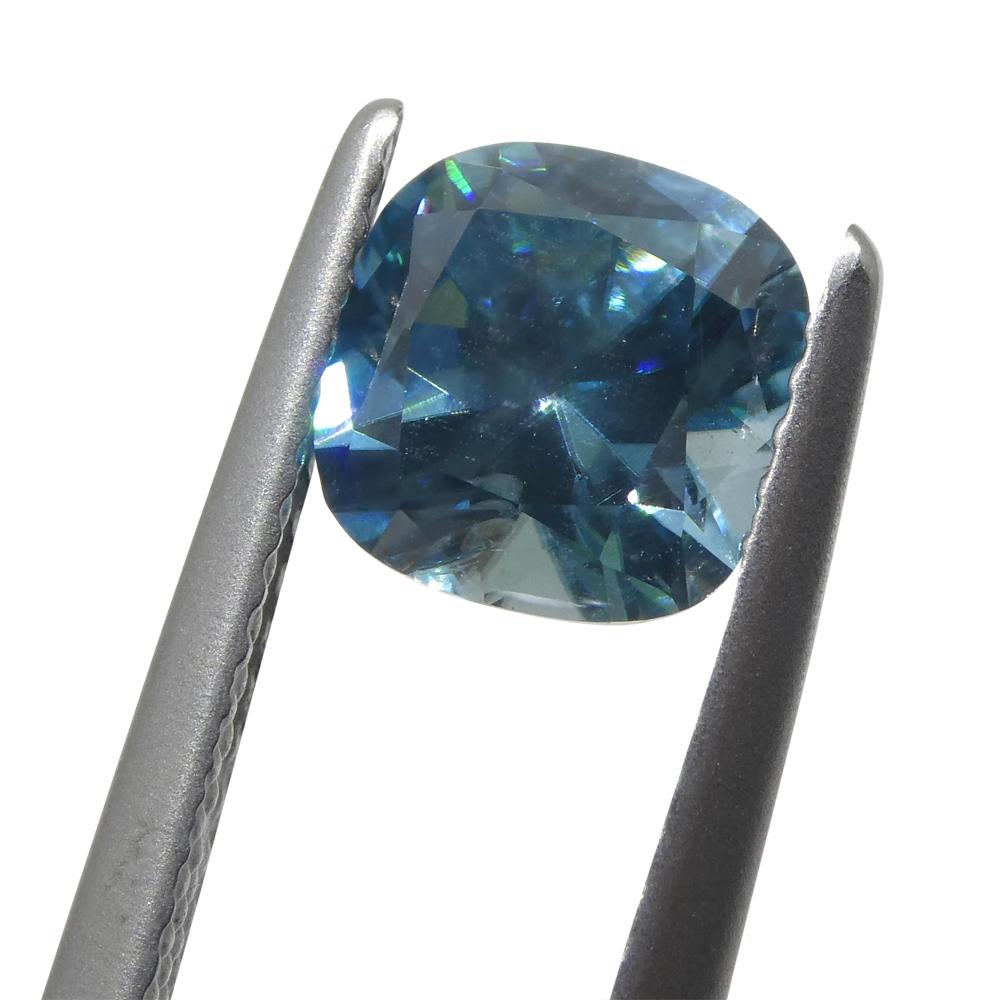 2.04 Karat natürlicher Erdgestein Mined Square Cushion Master Brillantschliff Blauer Zirkon von im Angebot 2