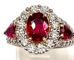 2.04Ct Very Fine GRS Certified Natural Oval Burmese Ruby Ring