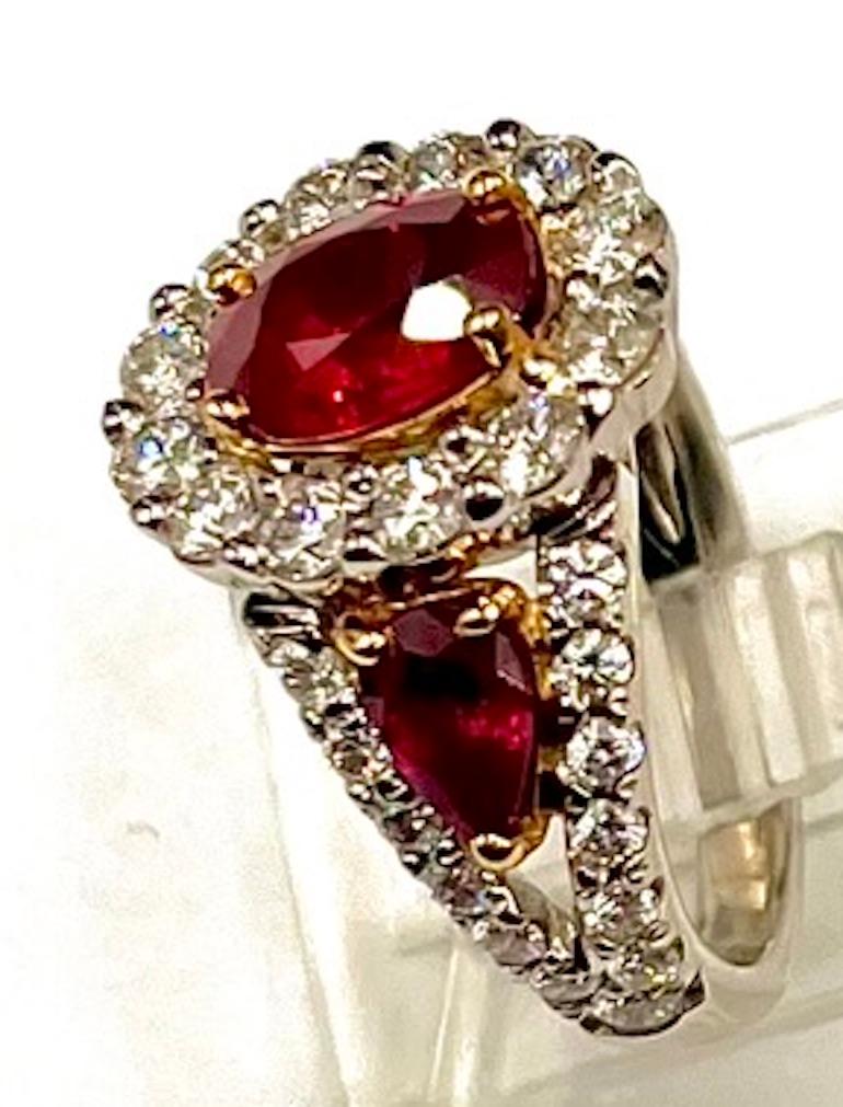 2.04Ct Very Fine GRS Certified Natural Oval Burmese Ruby Ring In New Condition For Sale In San Diego, CA