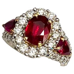 2.04Ct Very Fine GRS Certified Natural Oval Burmese Ruby Ring (bague en rubis birman ovale certifié GRS)