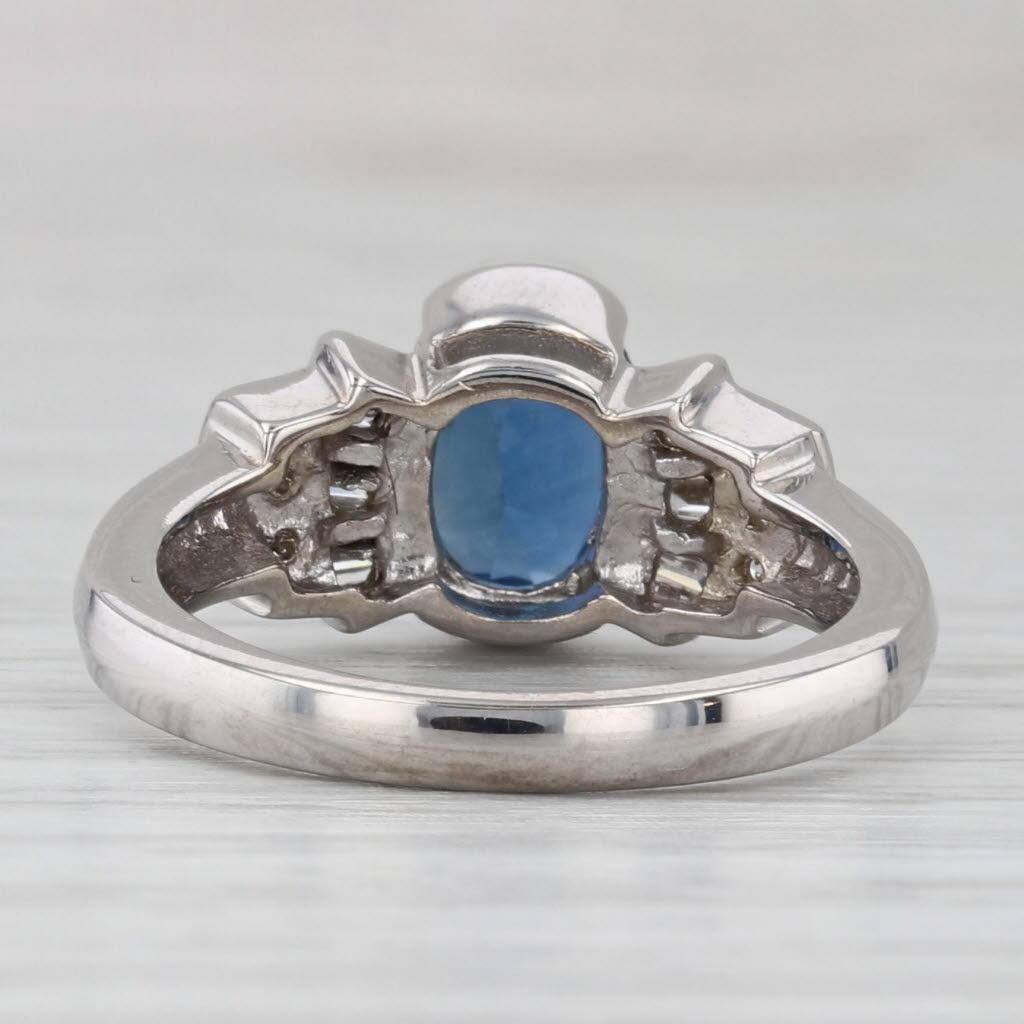 Taglio ovale Anello di diamanti con zaffiro blu da 2,04 ctw in oro bianco 14k, misura 6,5, fidanzamento in vendita
