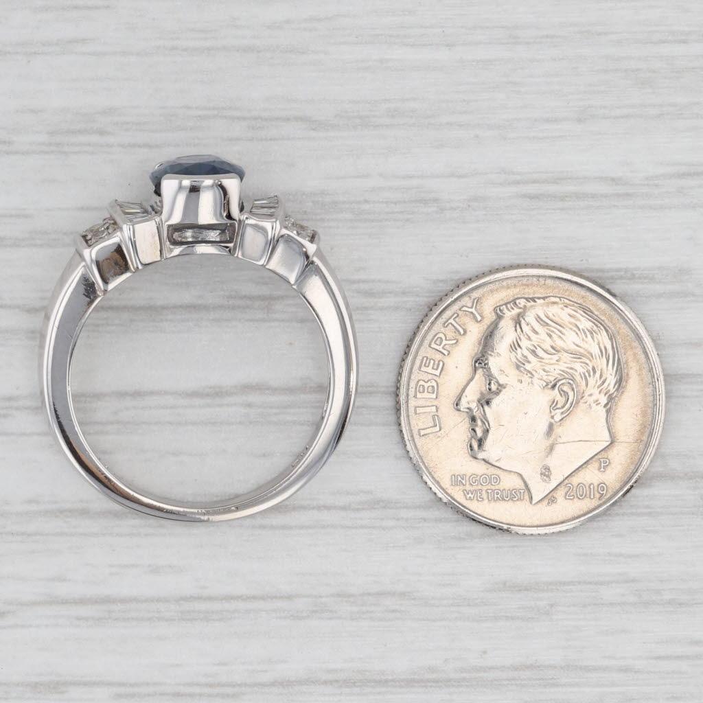 Anello di diamanti con zaffiro blu da 2,04 ctw in oro bianco 14k, misura 6,5, fidanzamento in vendita 2
