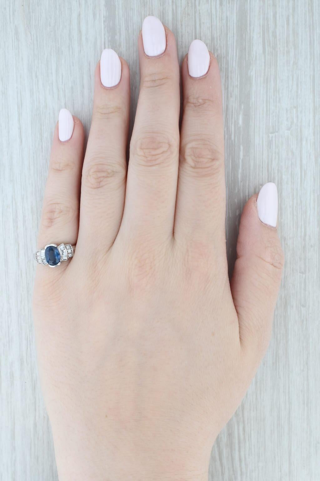 Anello di diamanti con zaffiro blu da 2,04 ctw in oro bianco 14k, misura 6,5, fidanzamento in vendita 4