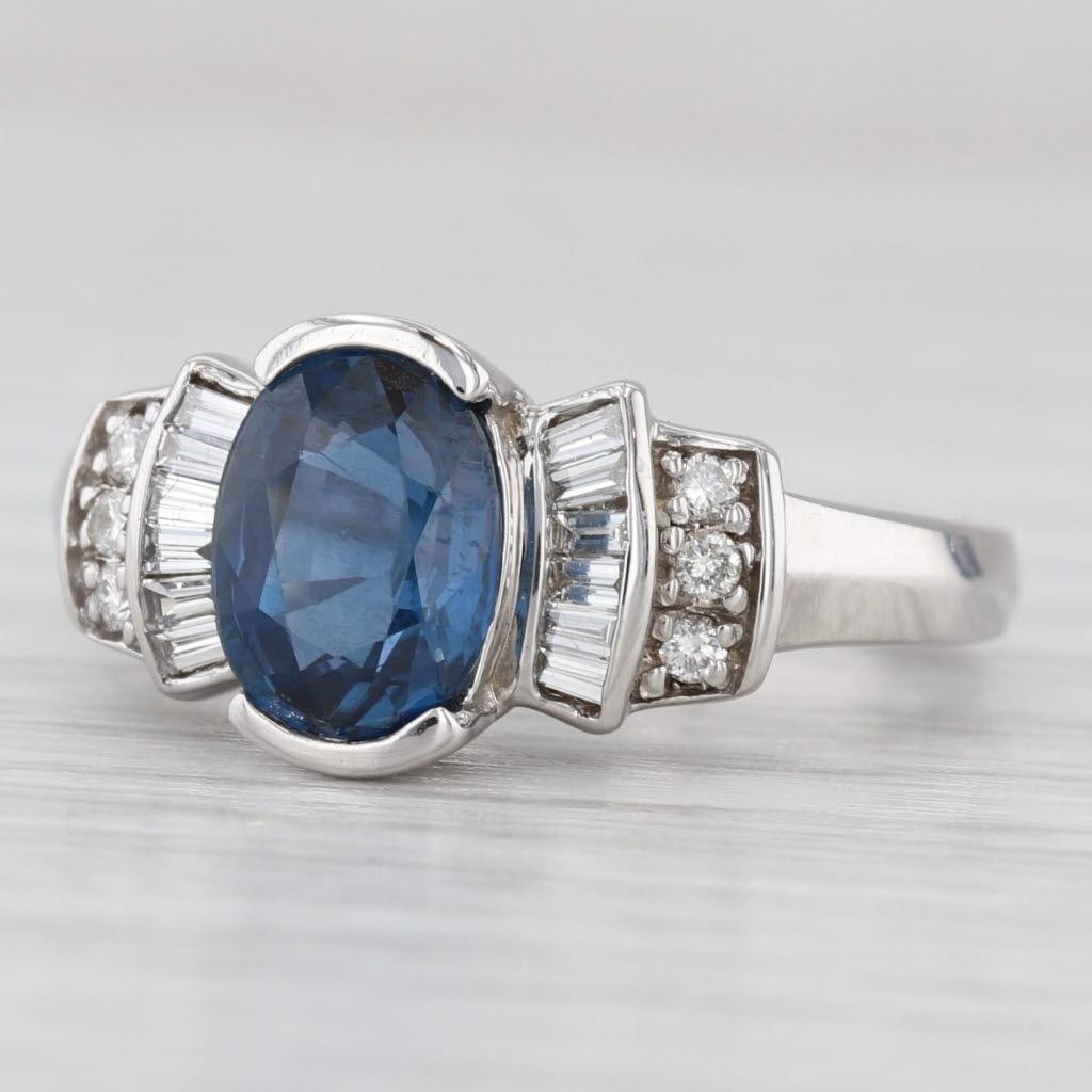2.04ctw Blauer Saphir Diamant Ring 14k Weißgold Größe 6.5 Engagement
