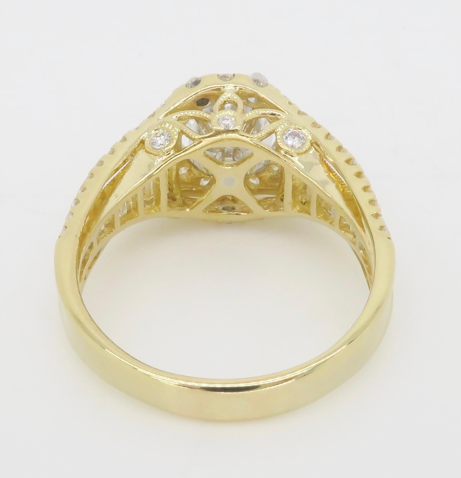 2.04CTW Diamond Engagement Ring in 14k Yellow Gold For Sale 5