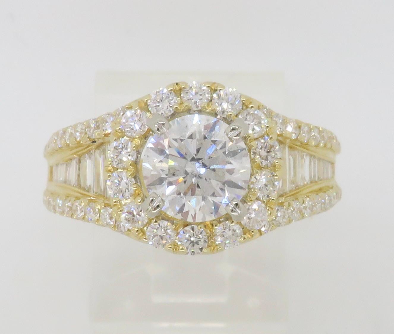2.04CTW Diamond Engagement Ring in 14k Yellow Gold For Sale 10