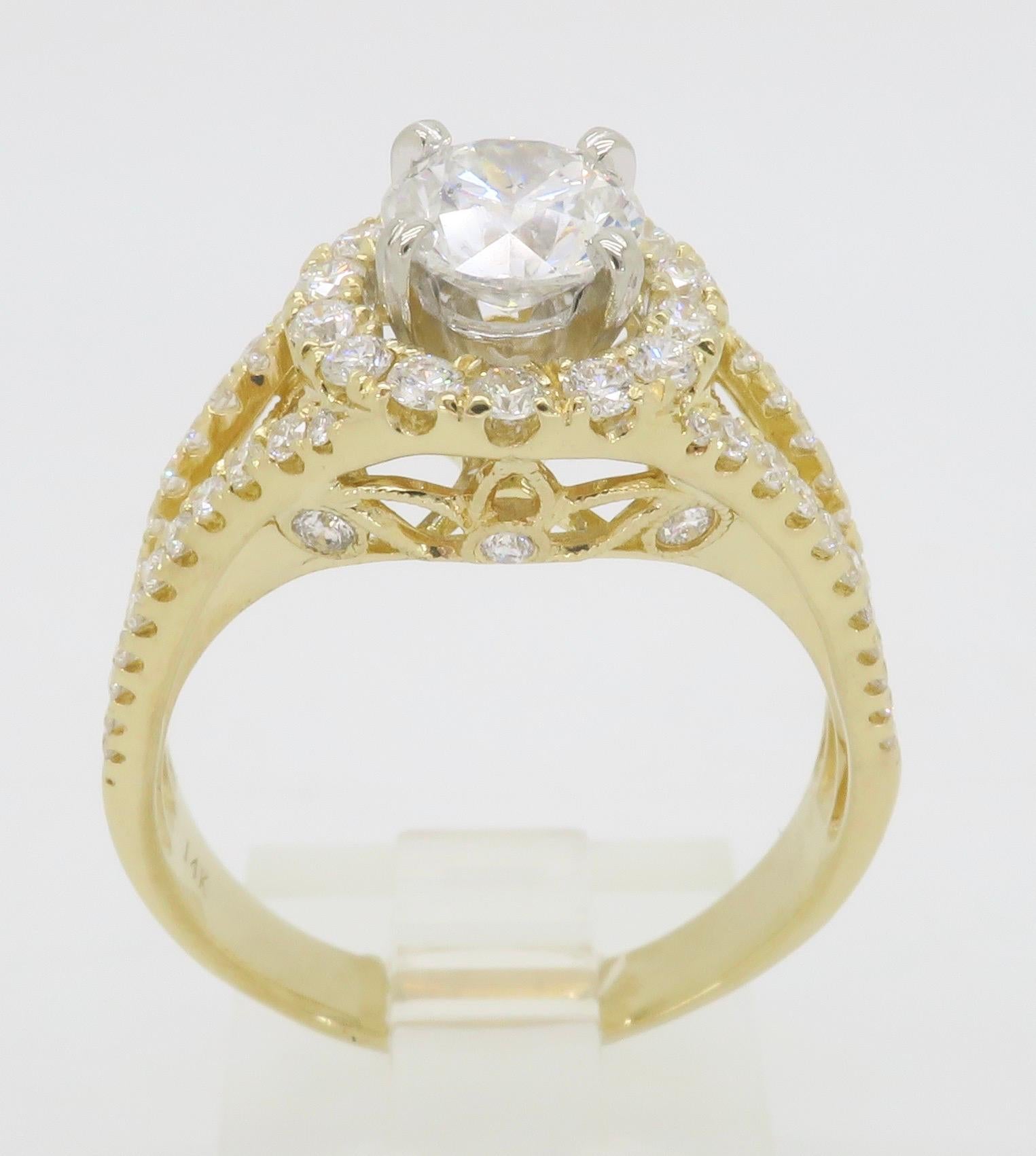 2.04CTW Diamond Engagement Ring in 14k Yellow Gold For Sale 11