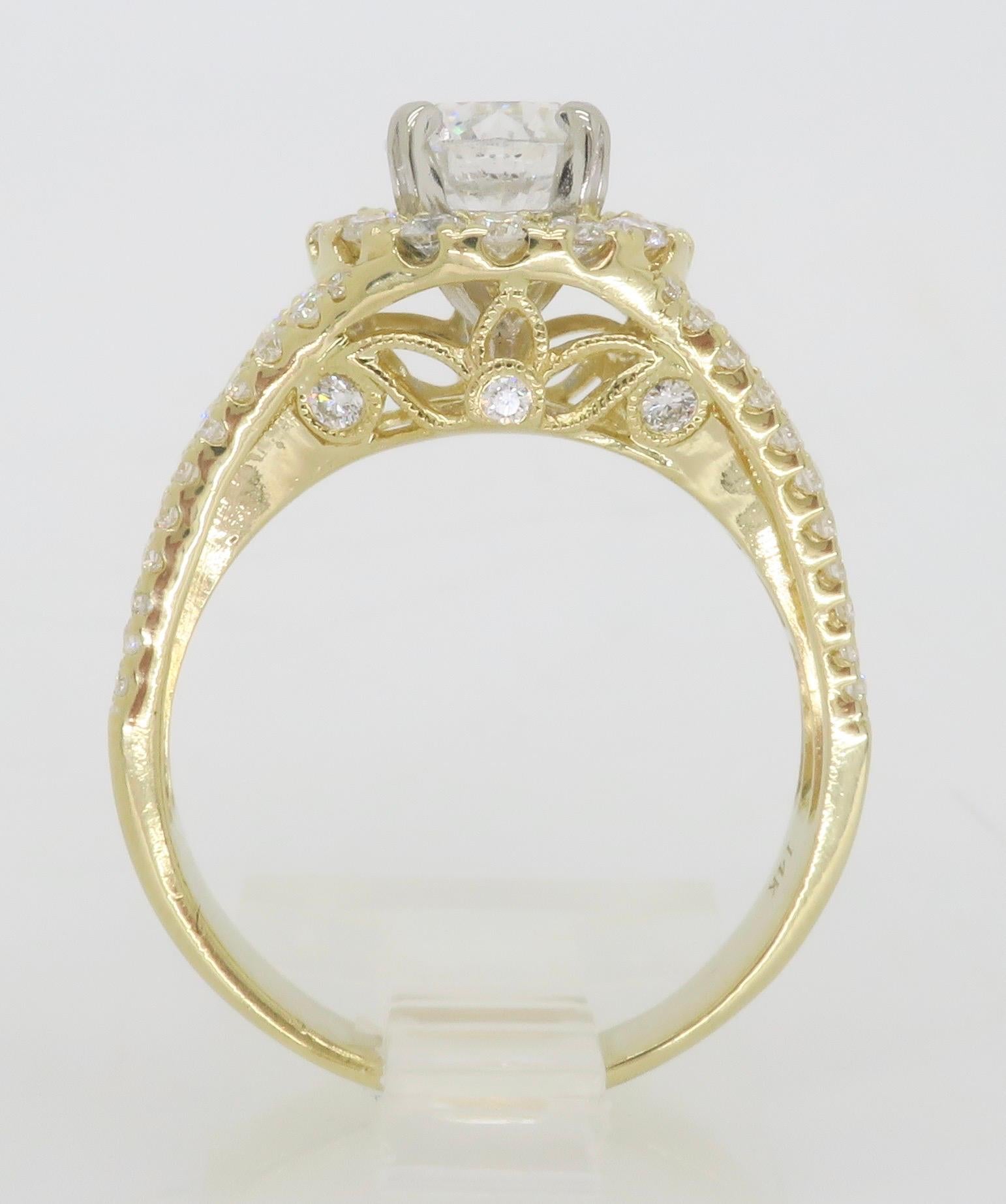 2.04CTW Diamond Engagement Ring in 14k Yellow Gold For Sale 12
