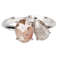 2.04ctw Salt and Pepper Diamond Toi et Moi Ring 14K White Gold R6699