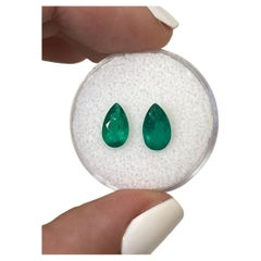 2.04tcw 9x5.5 Muzo Green Colombian Emeralds Matching - Pear-Cut Loose Gems