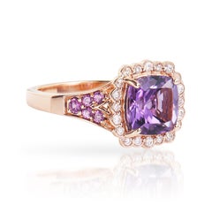 Sunita Nahata Amethyst 2.05ct. Ring in 14KRG with Rhodolite & Diamond.