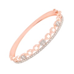 2.05 Carat Baguette & Round Diamond Bangle Bracelet 18 Karat Rose Gold Jewelry
