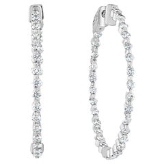 2.05 Carat Brilliant Cut Round Diamond Hoop Earrings in 14K White Gold