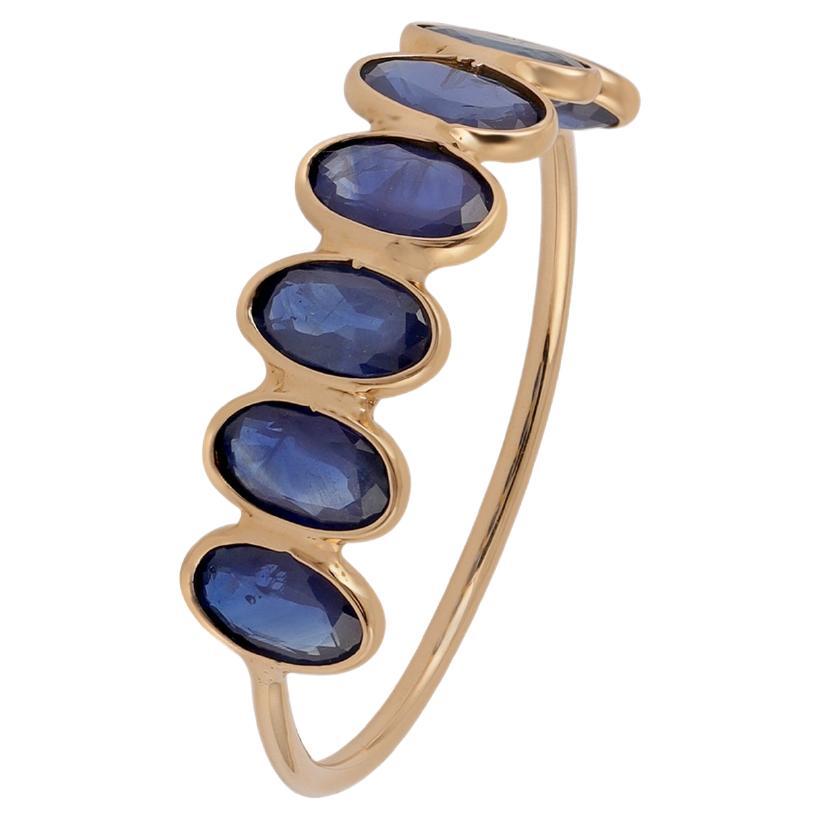2.05 Carat Clear Blue Sapphire Half Band in 18k Gold For Sale