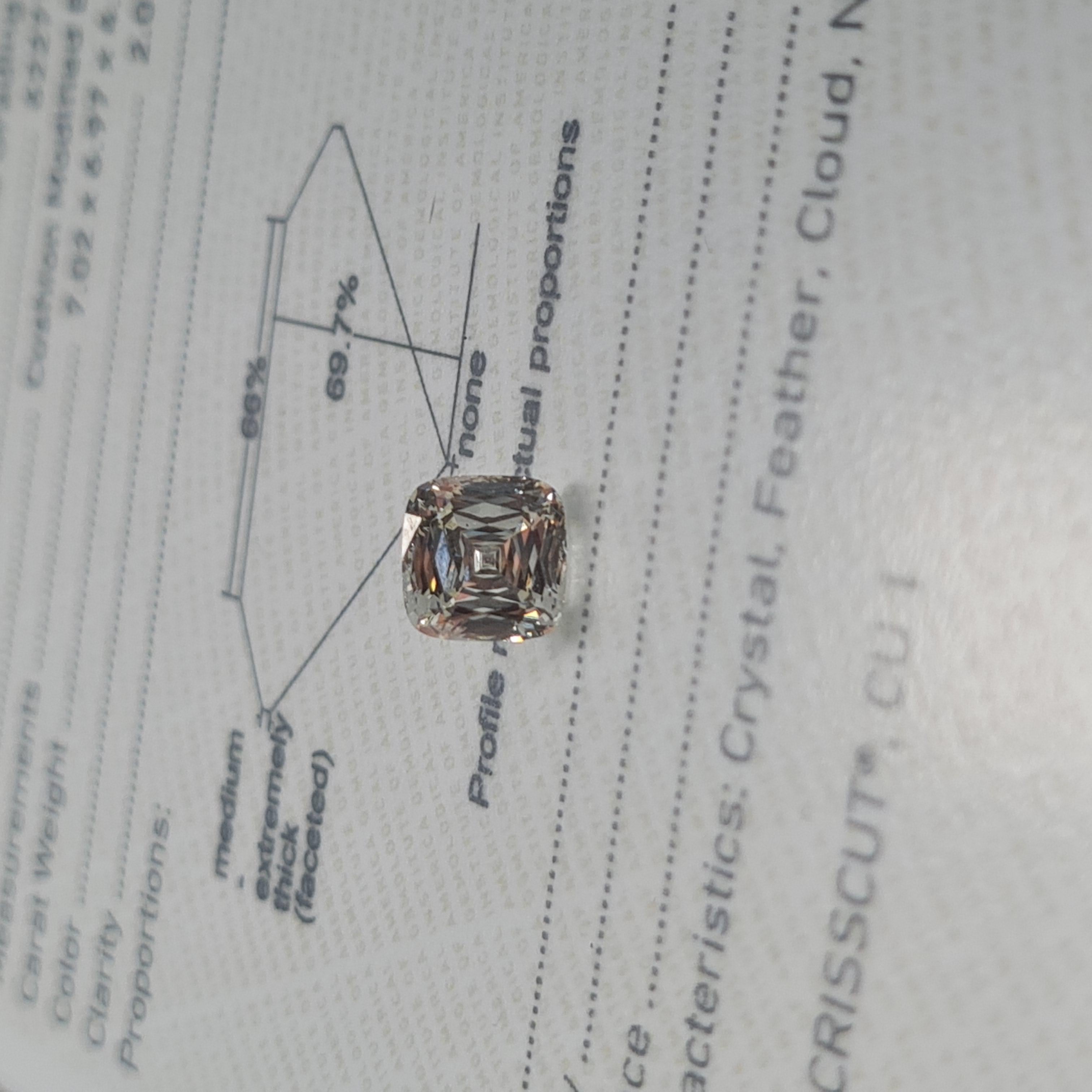 This is a rare unique Square Cushion Cut Diamond. It is faceted as a CrissCut, a luxury diamond cutter. This stone from CrissCut sold for 30,000. Comes with GIA certificate. I acquired this stone as a trade-in. Stone comes loose. I AM SELLING AT A