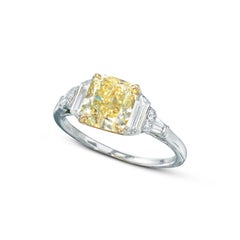 2.05 Carat Cushion Statement Fancy Yellow  Sunlit Royal Radiance Diamond ring