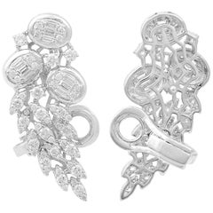 2.05 Carat Diamond 18 Karat White Gold Wing Ear Climber Earrings