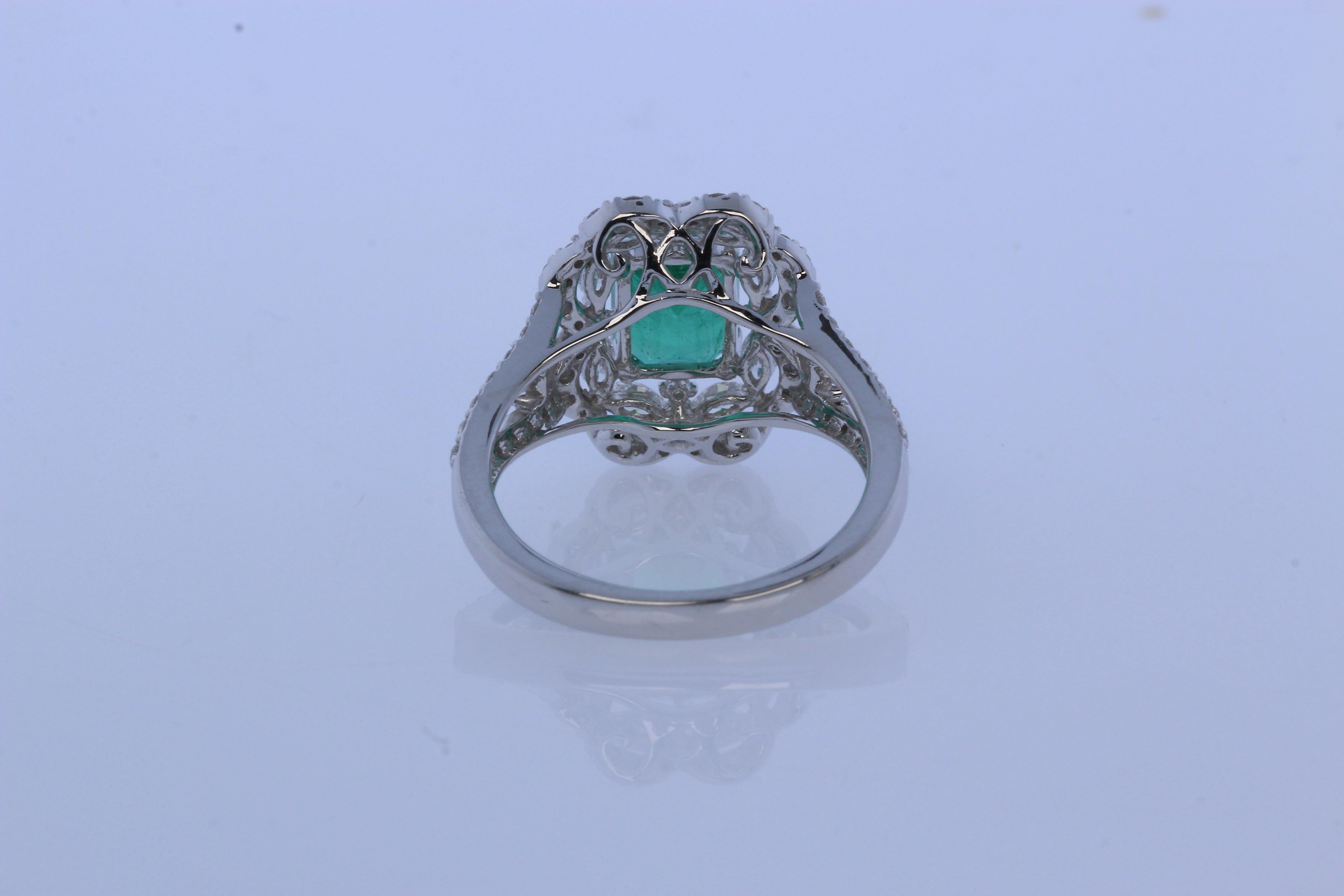 2.05 Carat Emerald and Diamond Ring in 18 Karat Gold For Sale 2