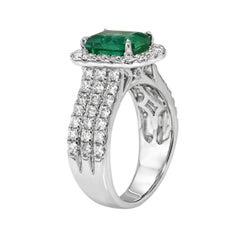 2.05-Carat Emerald-Cut Emerald Engagement Ring in 18K White Gold - Merkaba