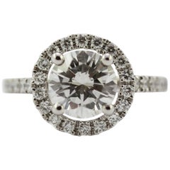 2.05 Carat GIA Certified Diamond F, VVS2 Platinum Cluster Engagement Ring