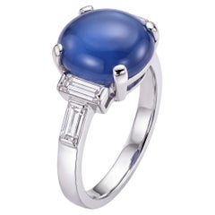 2.05 Carat GIA Certified Platinum Ceylon Cabochon Sapphire Ring