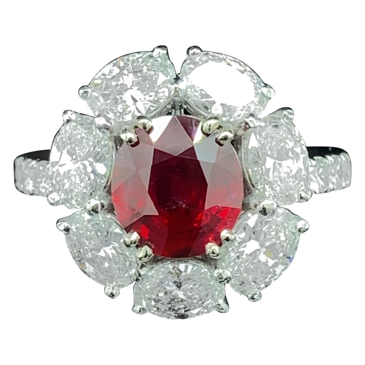 2.05 Carat GRS Gubelin Certified Burma No Heat Pigeon
s Blood Red Ruby Gold Ring