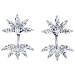 Boucles d'oreilles en or 18 carats avec diamants marquises de 2,05 carats