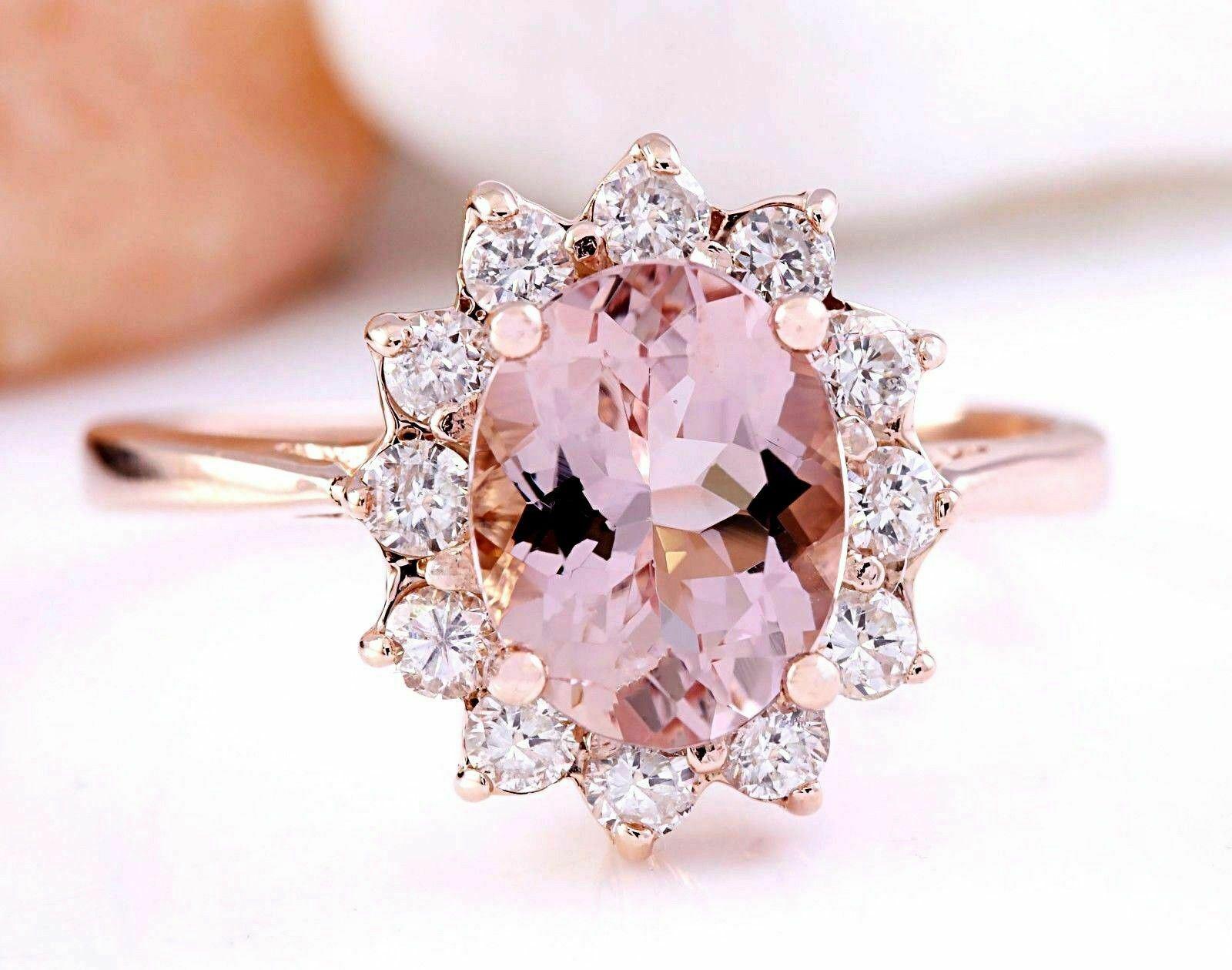 
2.05 Carat Morganite  Ring with Diamonds and set 14 Karat Rose Gold 


Morganite was named in honor of J.P. Morgan, the American banker and philanthropist, by the New York Academy of Sciences. George F. Kunz, the famous gemmologist who headed the